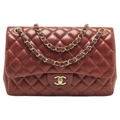 Chanel Burgundy Quilted Lambskin Leather Jumbo Classic Double Flap Bag