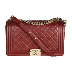 Chanel Burgundy Quilted Lambskin Leather New Medium Boy Bag
