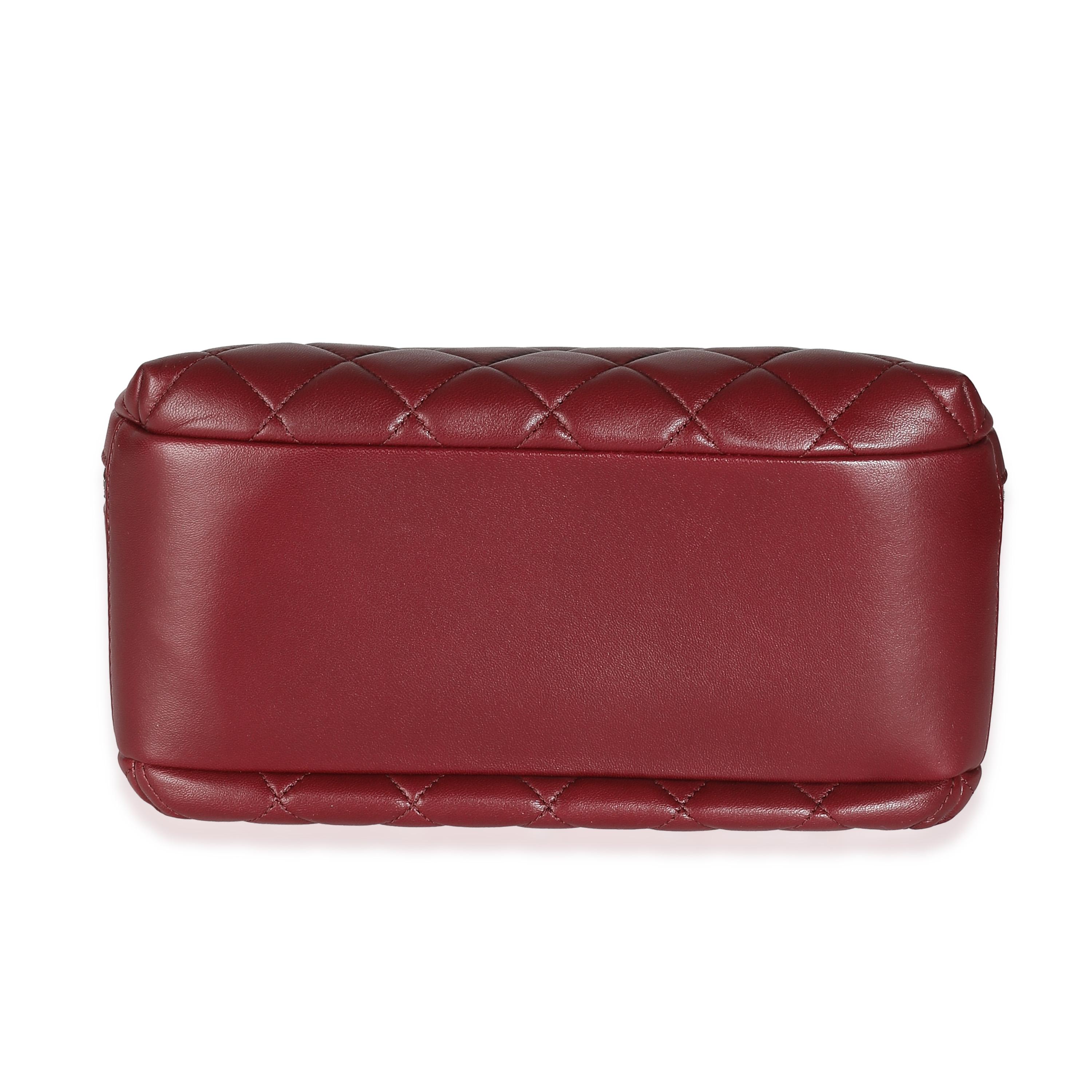 Women's Chanel Burgundy Quilted Lambskin Medium Trendy CC Bowling Bag For Sale