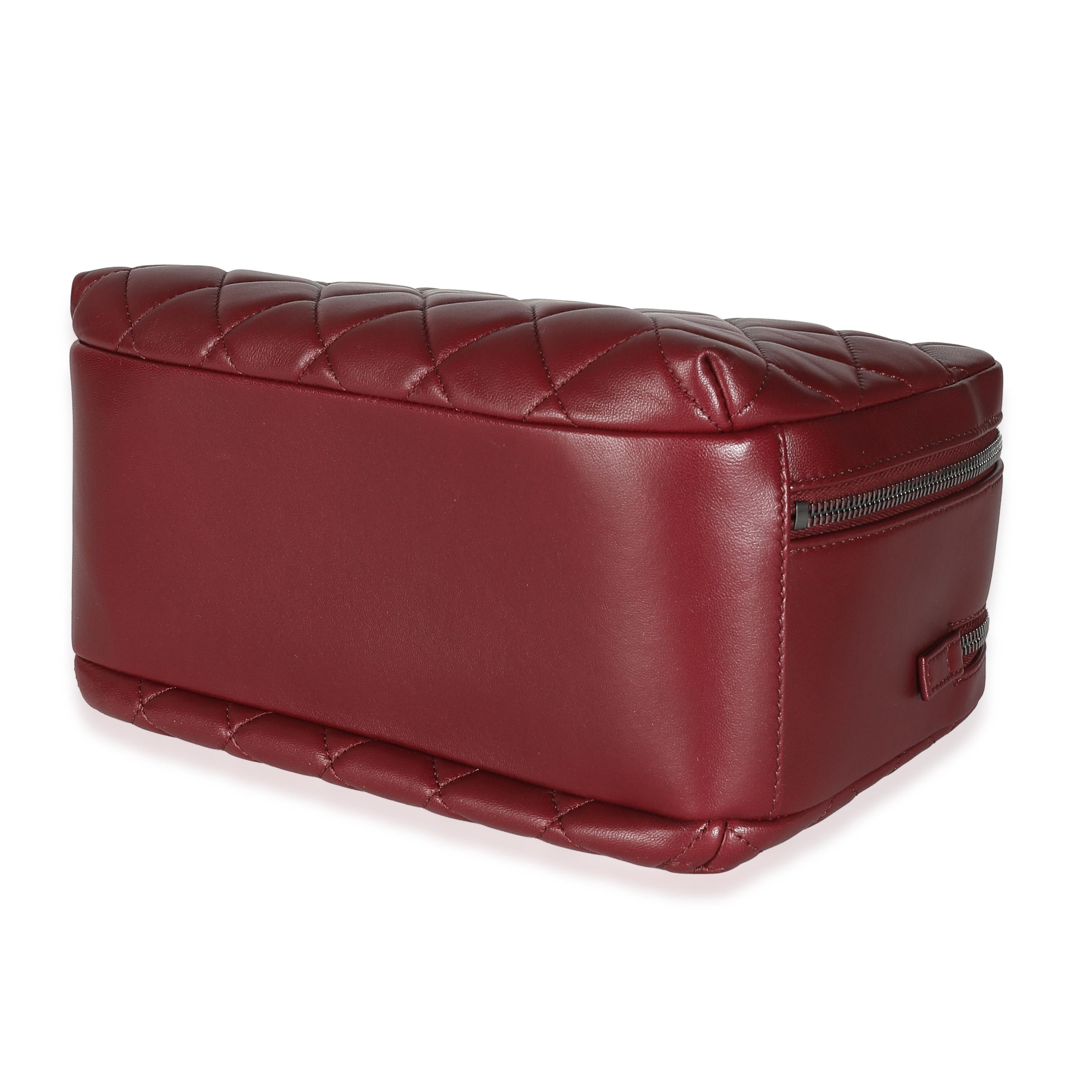 Chanel Burgundy Quilted Lambskin Medium Trendy CC Bowling Bag For Sale 2