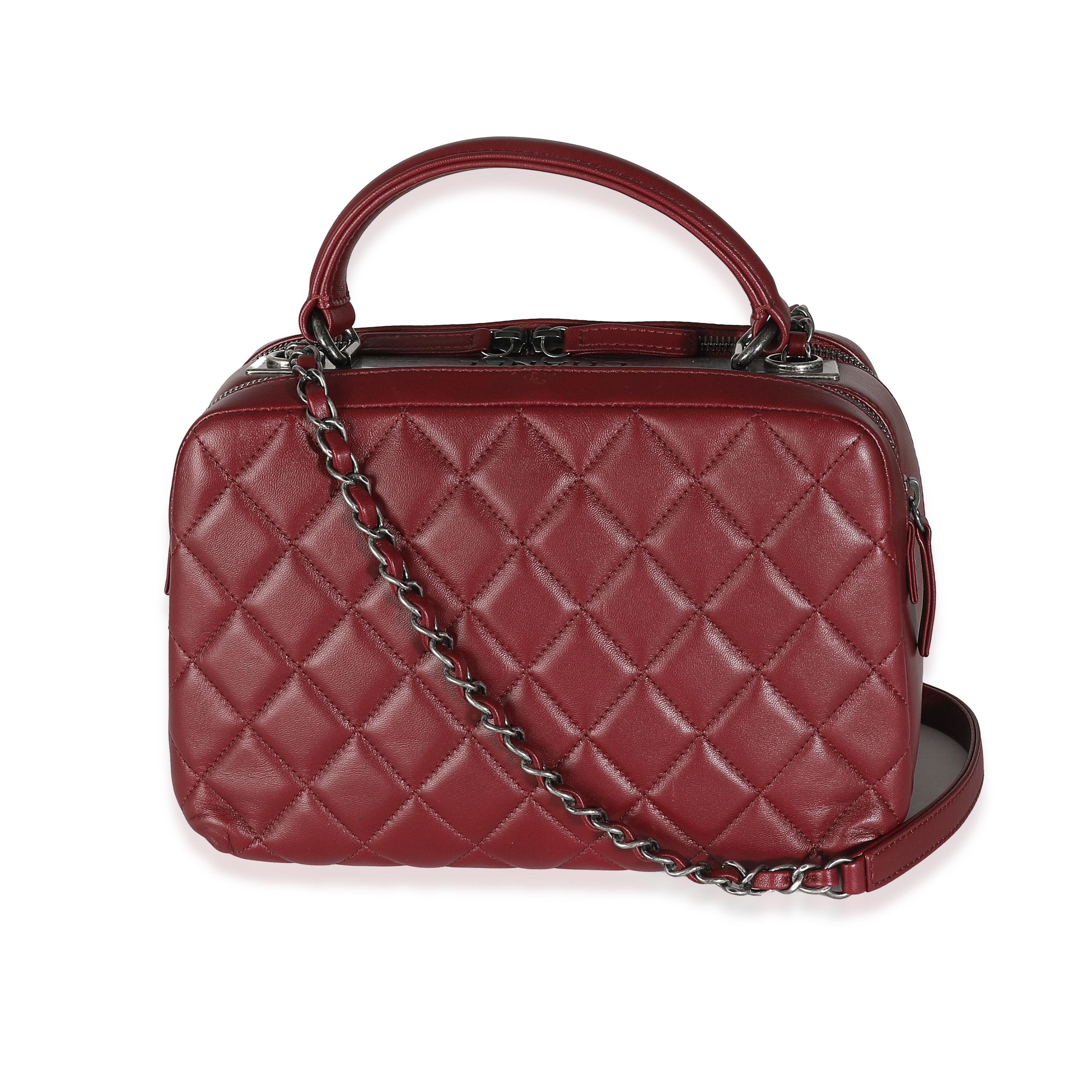 Chanel Burgundy Quilted Lambskin Medium Trendy CC Bowling Bag For Sale 3