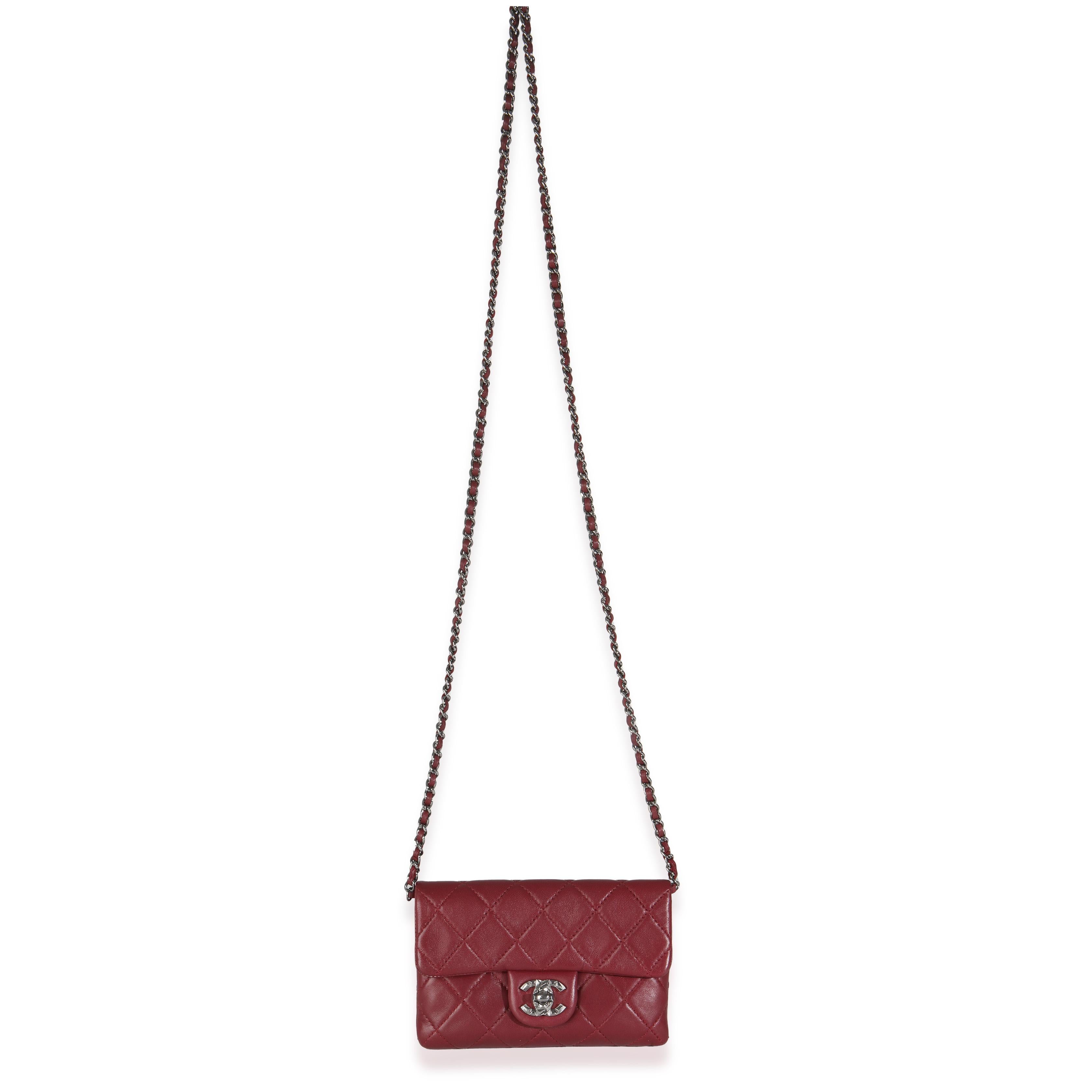Chanel Burgundy Quilted Lambskin Mineral Nights Clutch On Chain 1