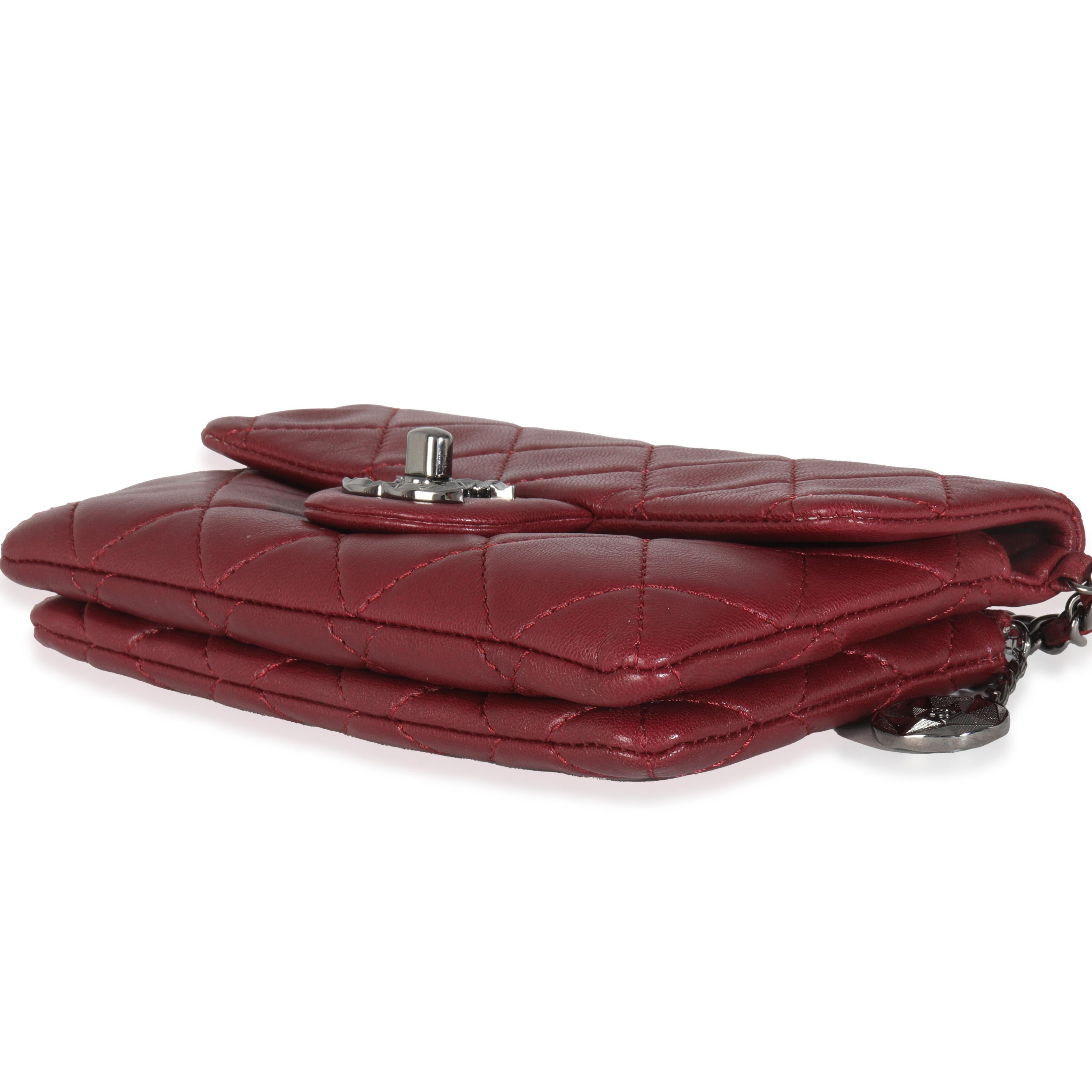 Chanel Burgundy Quilted Lambskin Mineral Nights Clutch On Chain 2