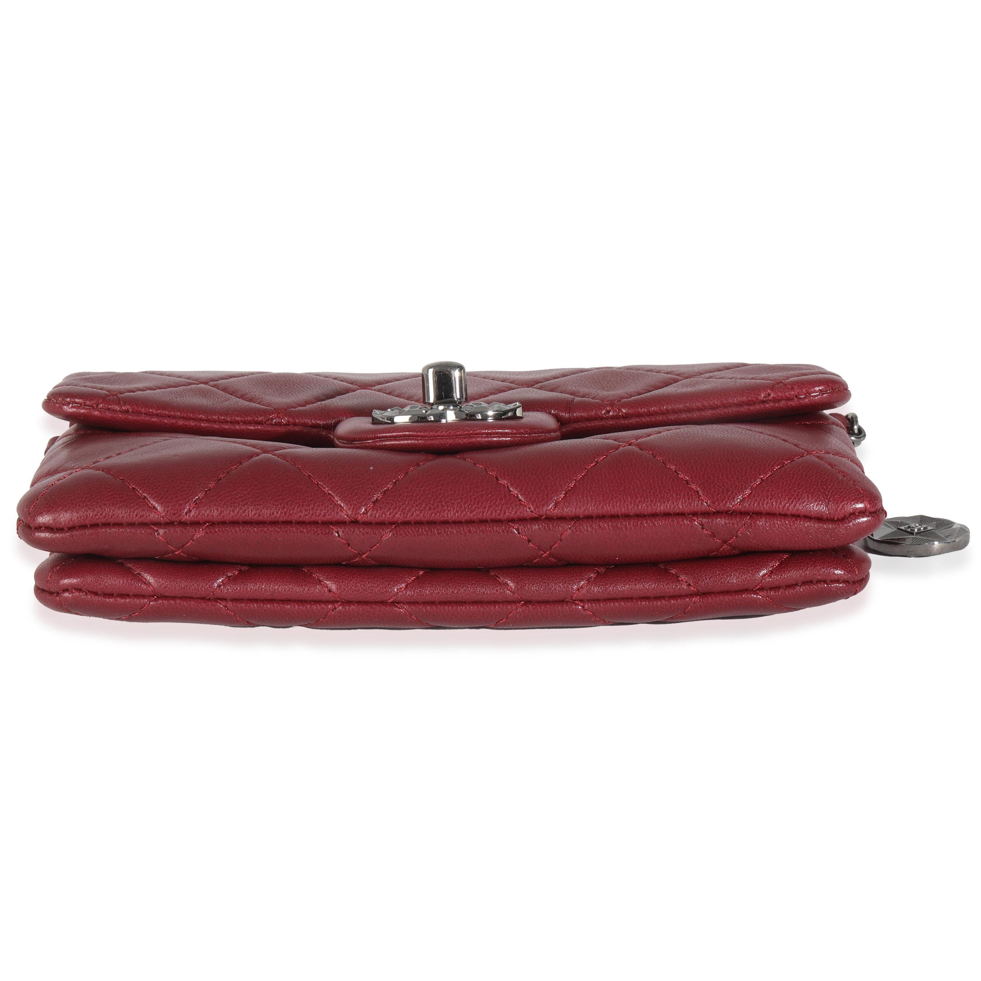 Chanel Burgundy Quilted Lambskin Mineral Nights Clutch On Chain 3