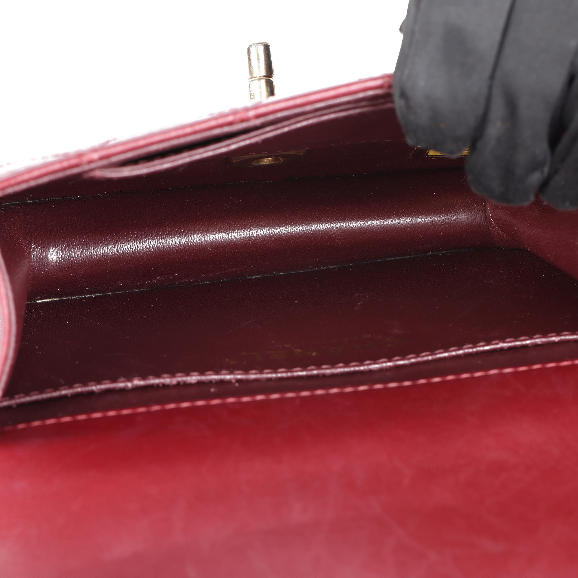 CHANEL Burgundy Quilted Lambskin Mini Flap Bag 3
