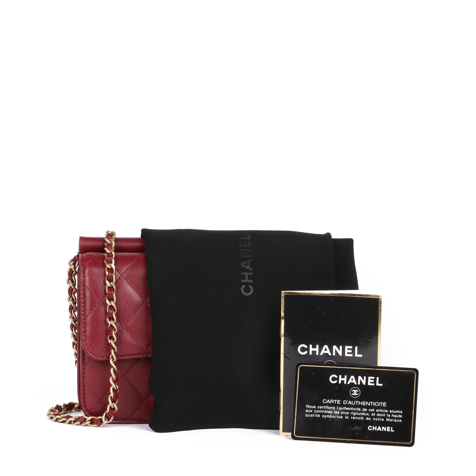 CHANEL Burgundy Quilted Lambskin Mini Flap Bag For Sale 6