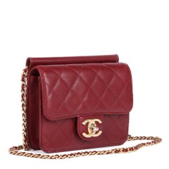 CHANEL Burgundy Quilted Lambskin Mini Flap Bag