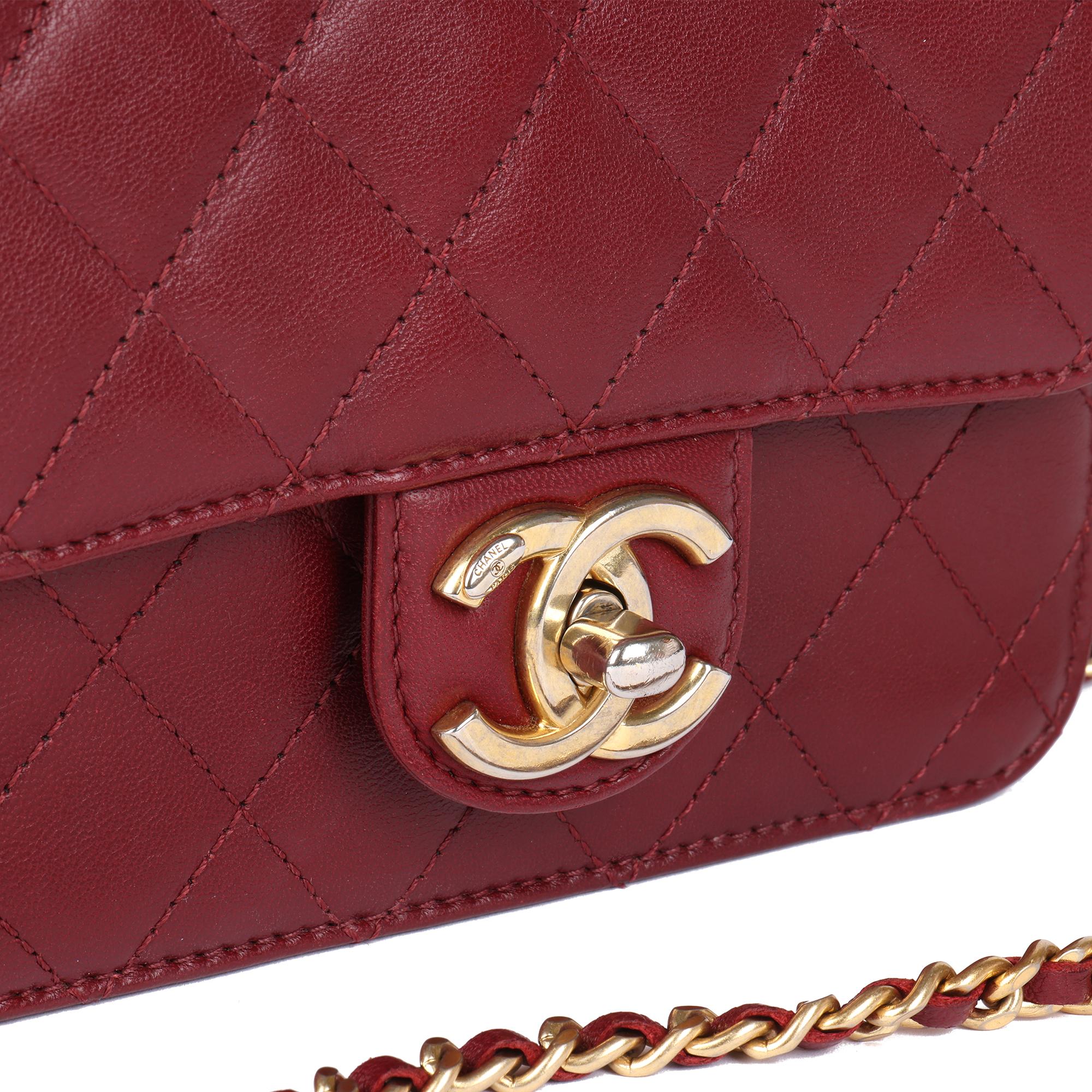 Women's CHANEL Burgundy Quilted Lambskin Mini Flap Bag For Sale