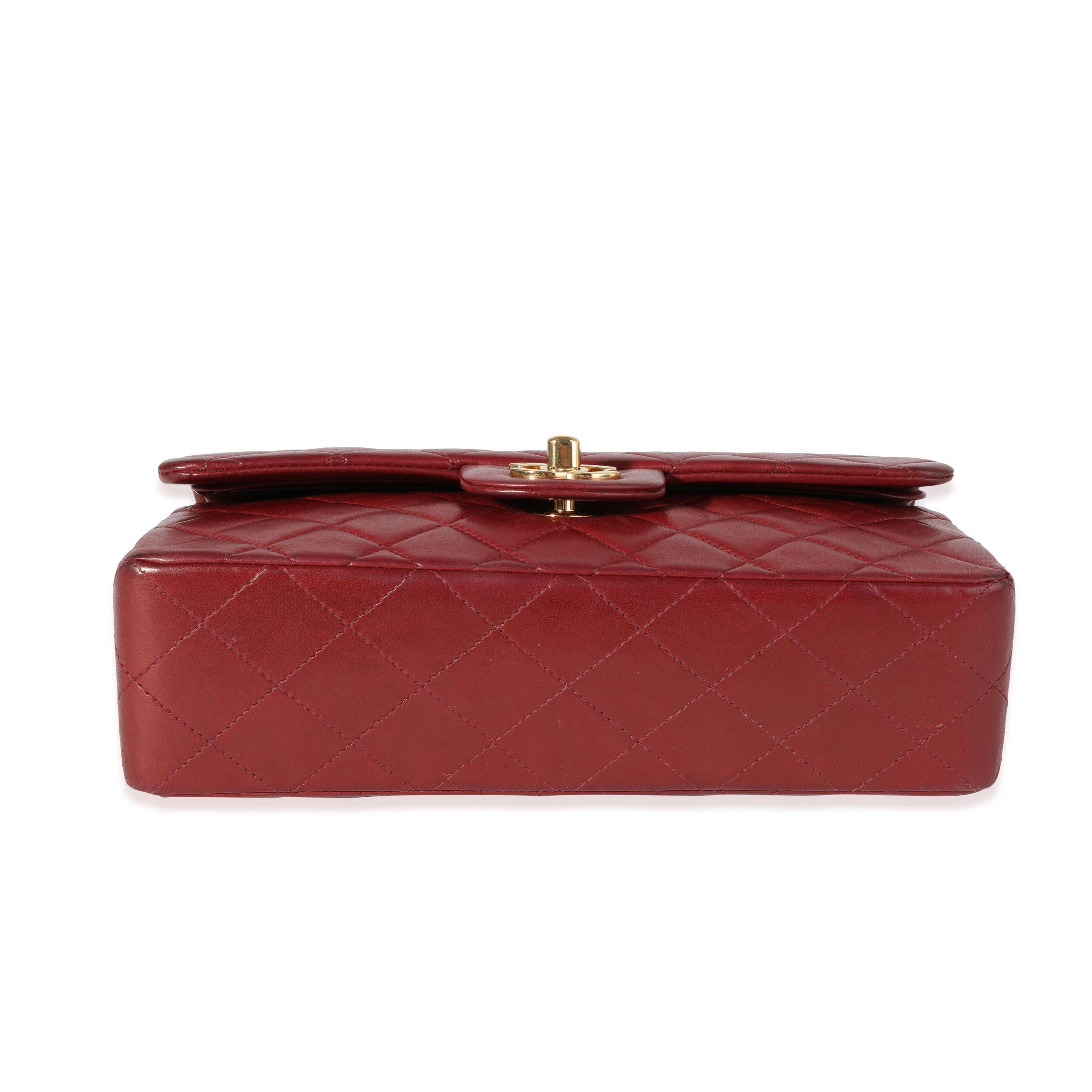 Women's Chanel Burgundy Quilted Lambskin Small Classic Double Flap Bag