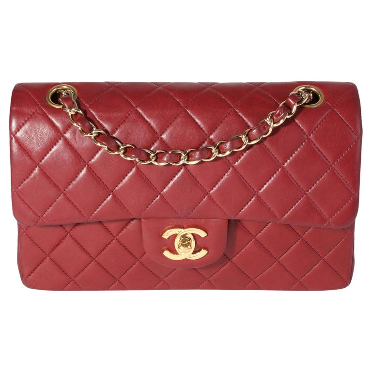 Chanel Burgundy Quilted Lambskin Small Classic Double Flap Bag For Sale at  1stDibs