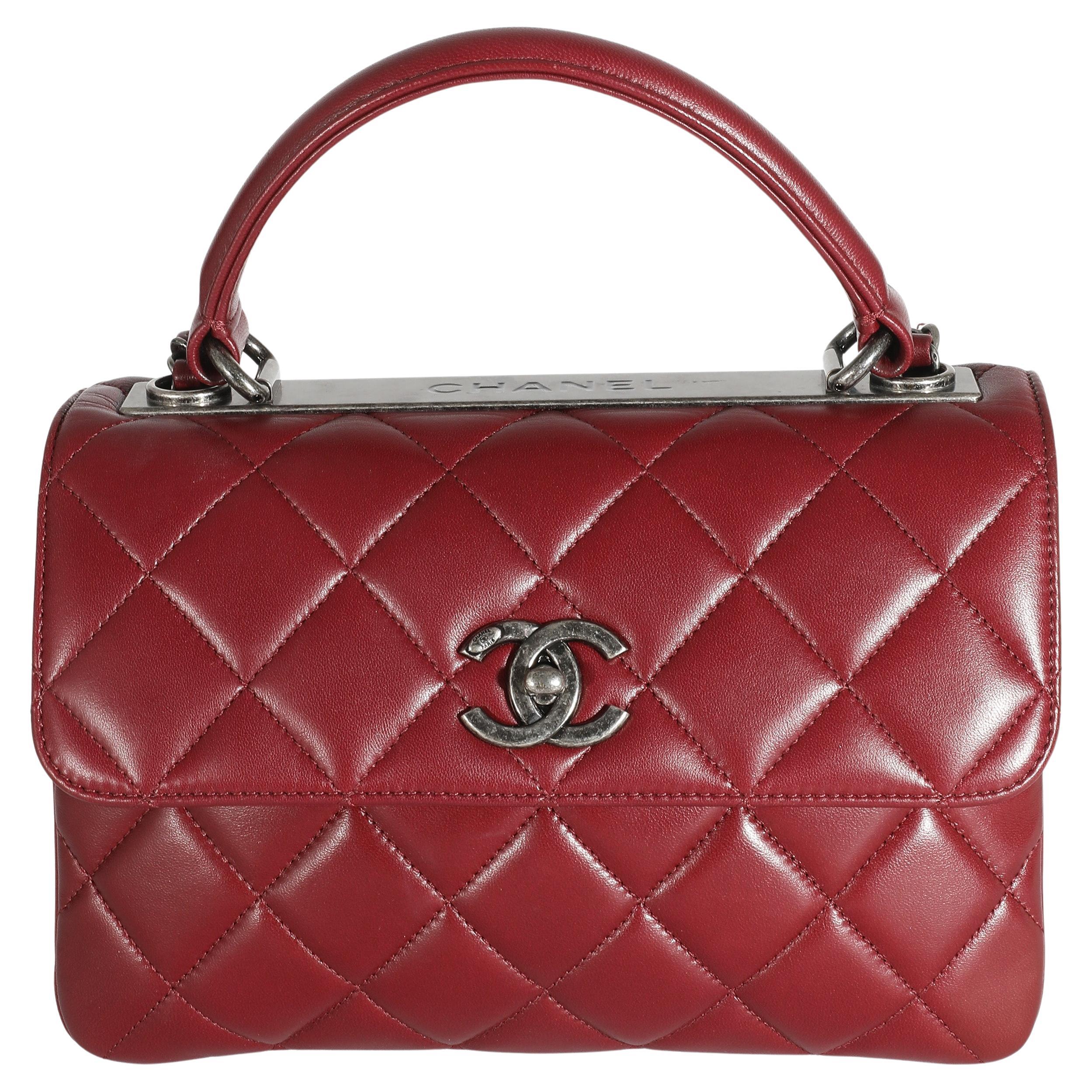 Chanel Burgundy Quilted Lambskin Small Trendy Flap Bag For Sale