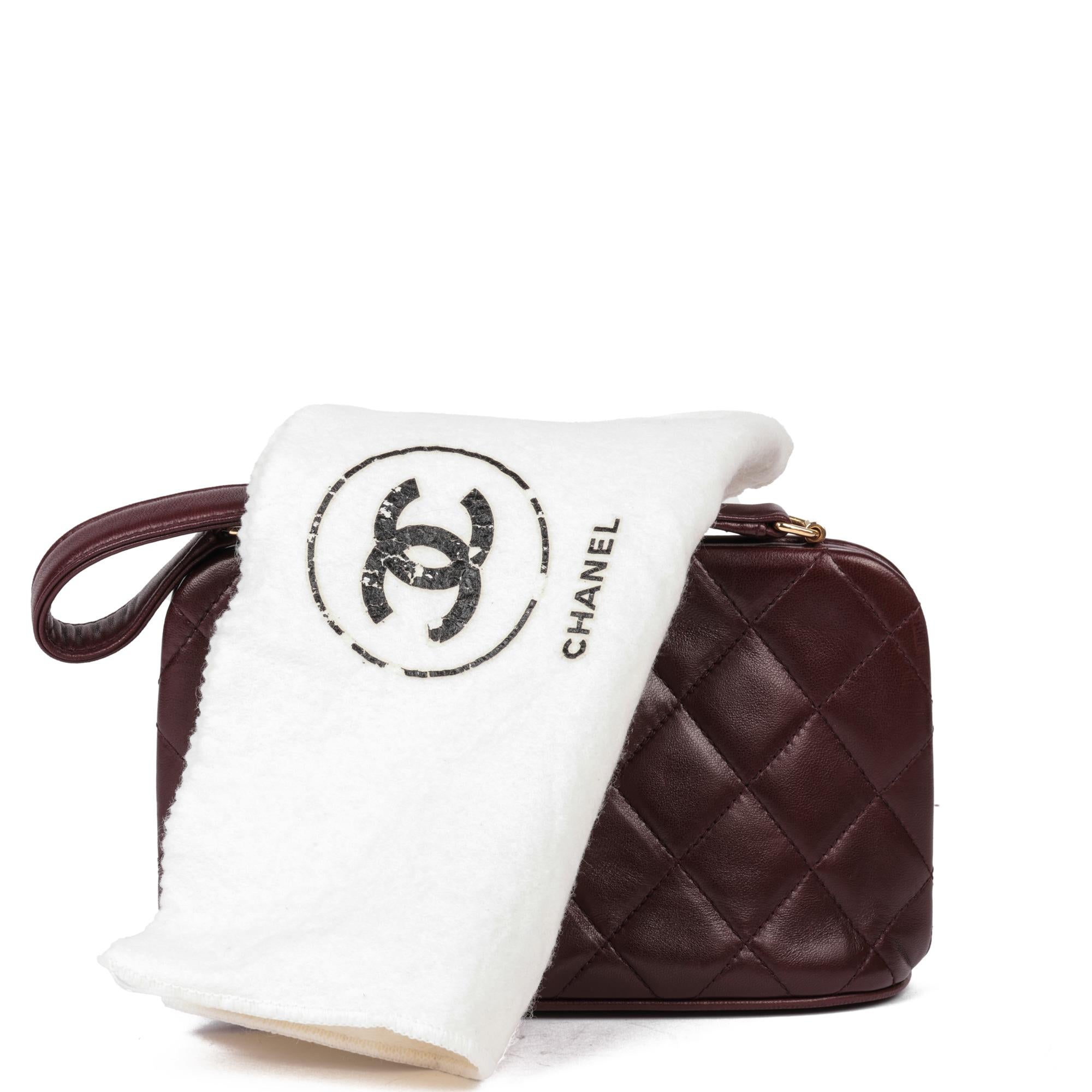 CHANEL Burgundy Quilted Lambskin Timeless Top Handle Frame Bag 4