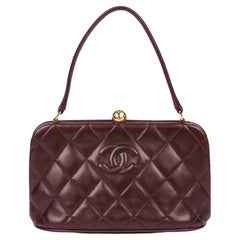 CHANEL Burgundy Quilted Lambskin Timeless Top Handle Frame Bag