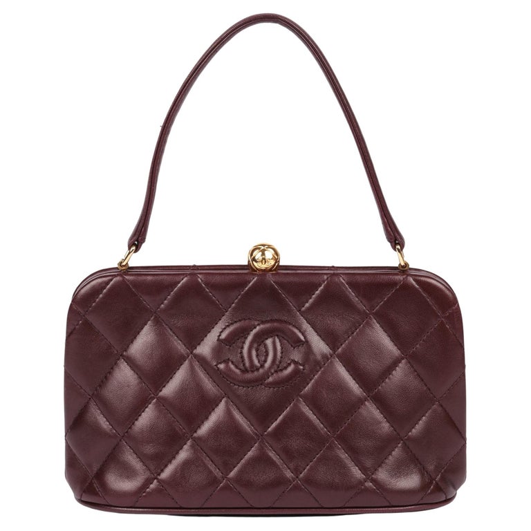 CHANEL Burgundy Quilted Lambskin Timeless Top Handle Frame Bag at 1stDibs