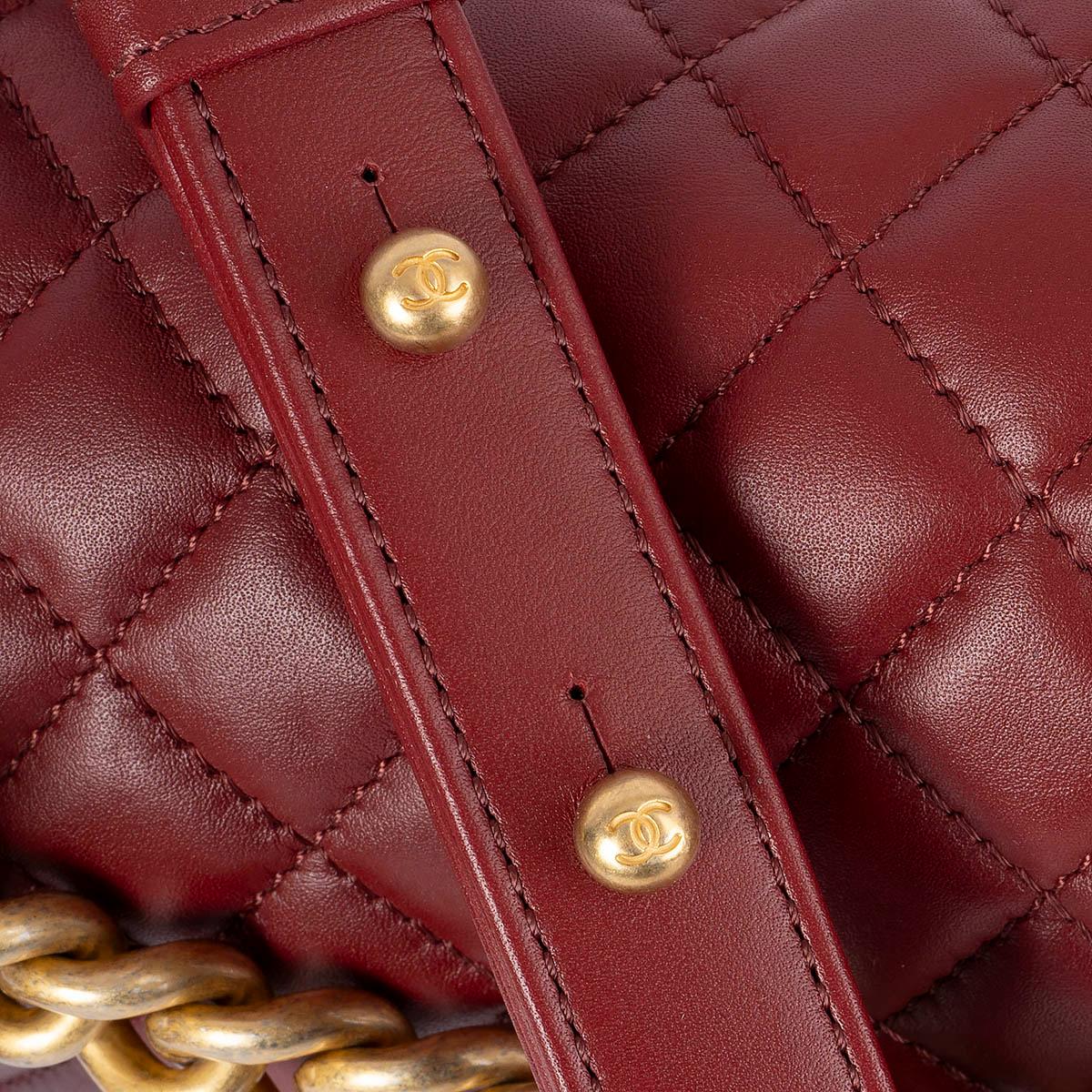 CHANEL burgundy quilted leather 2019 19A BOY MEDIUM Shoulder Bag For Sale 3