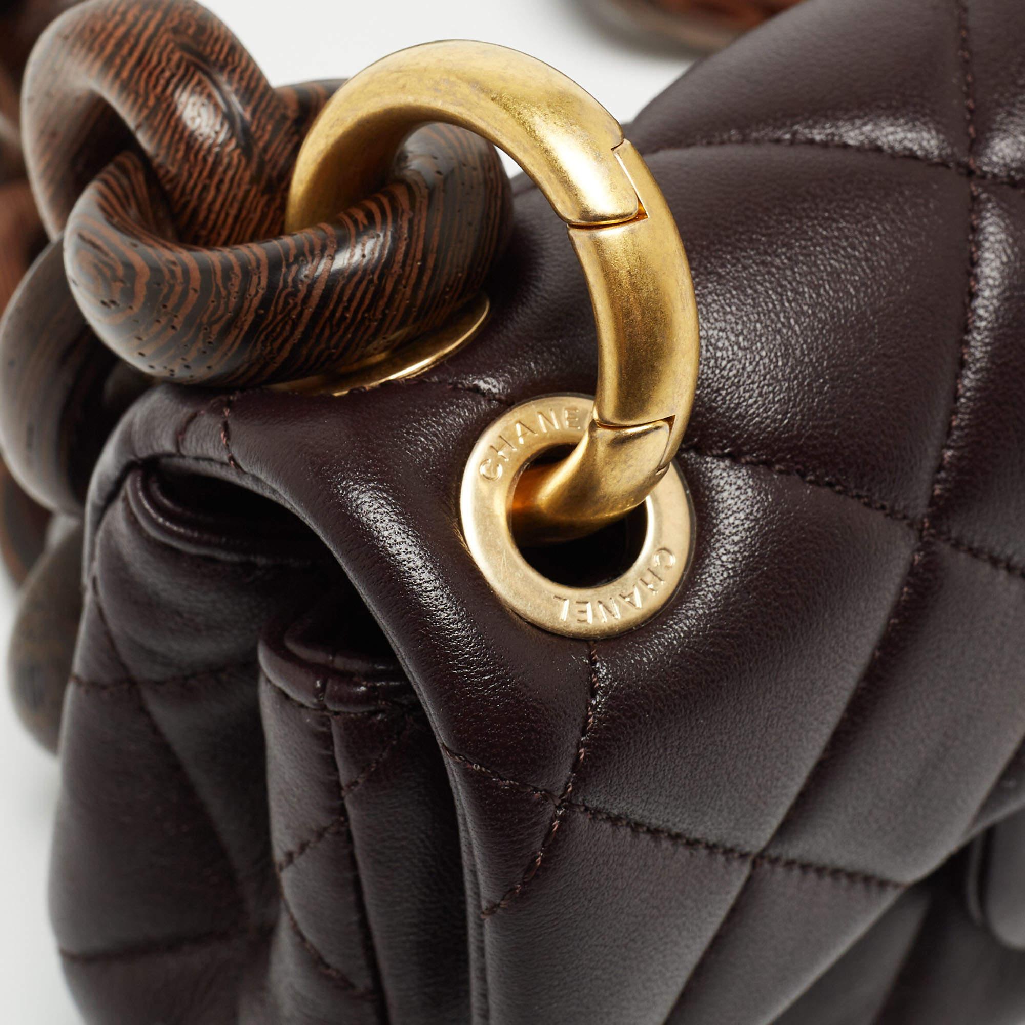 Chanel Burgundy Quilted Leather and Wood Mini Flap Bag 8