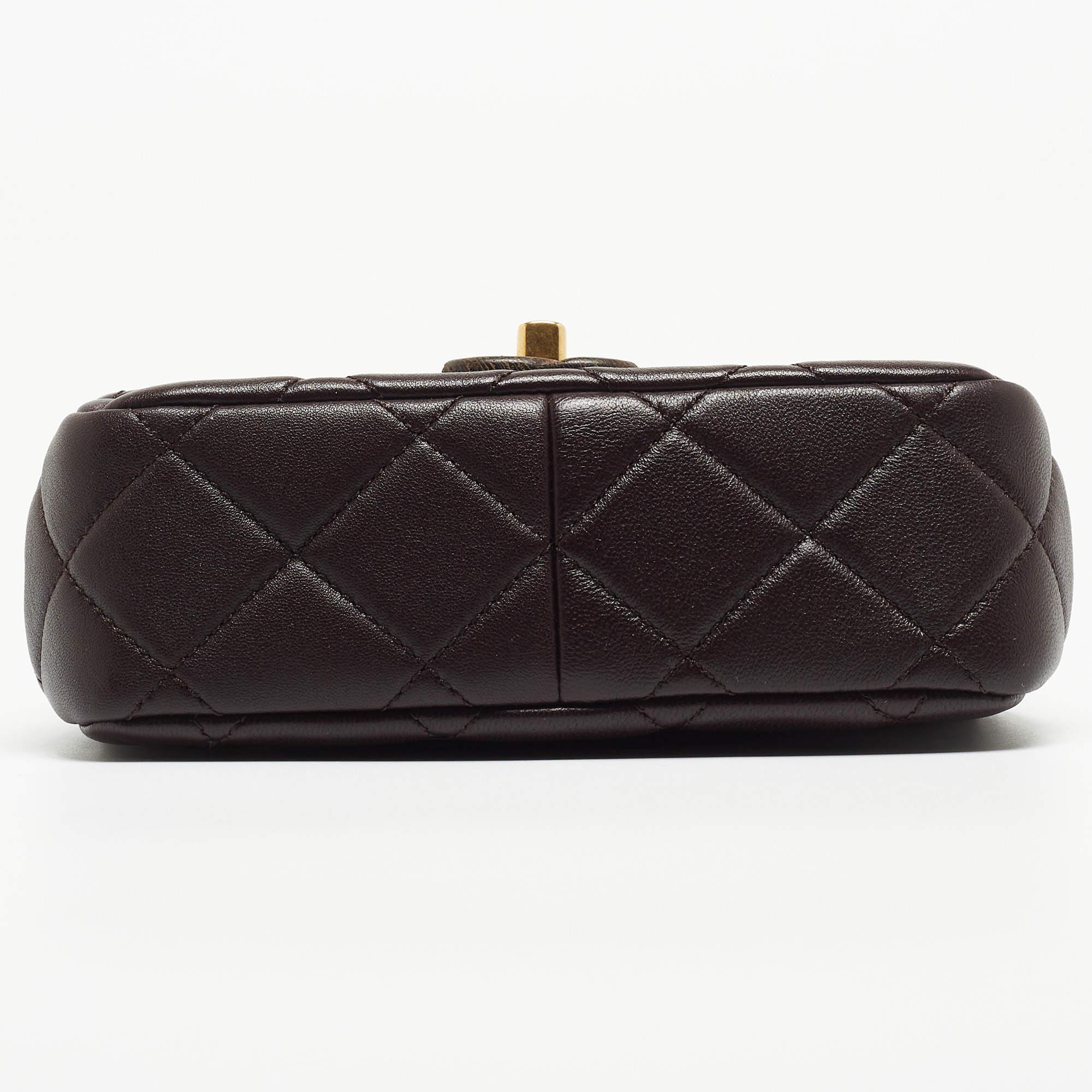 Women's Chanel Burgundy Quilted Leather and Wood Mini Flap Bag