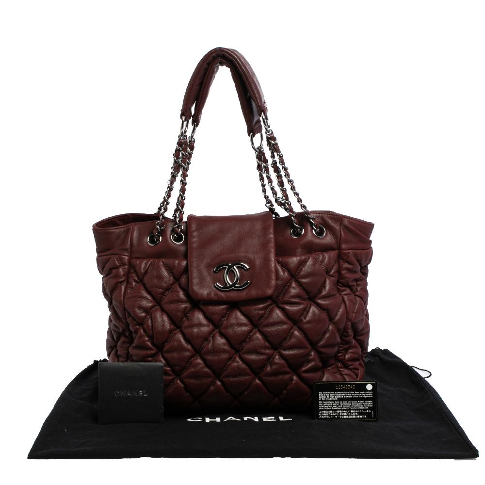Chanel Burgundy Quilted Leather Bubble Shoulder Bag 7