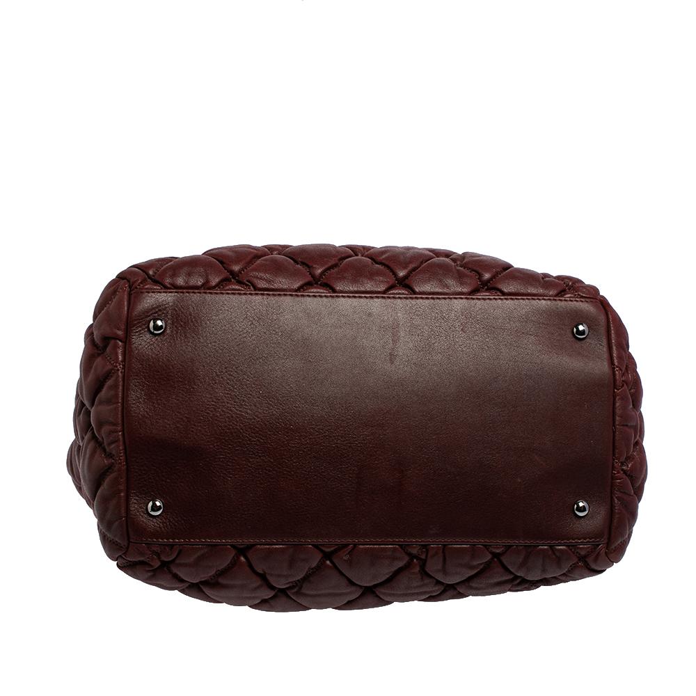 Chanel Burgundy Quilted Leather Bubble Shoulder Bag 1