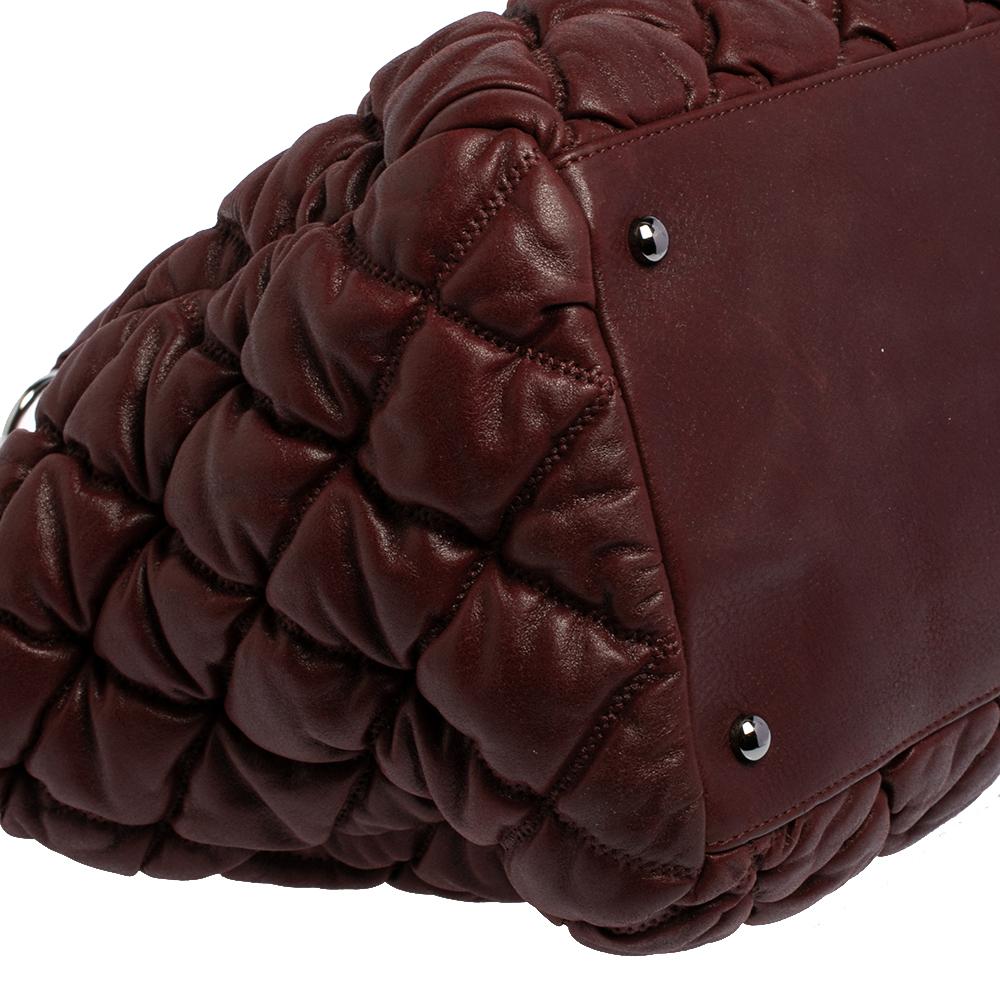 Chanel Burgundy Quilted Leather Bubble Shoulder Bag 2