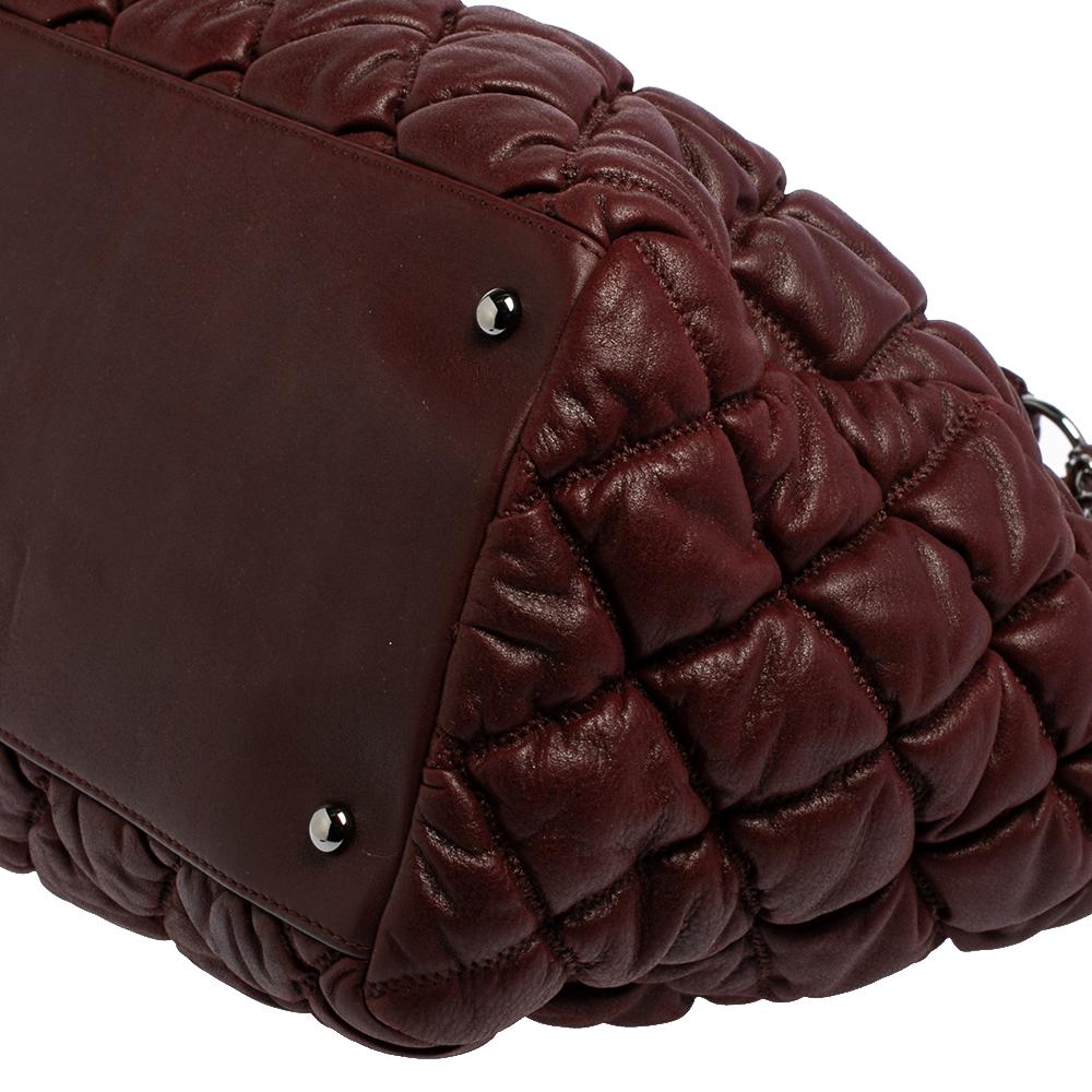 Chanel Burgundy Quilted Leather Bubble Shoulder Bag 3