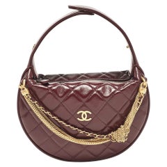 Chanel Burgundy Quilted Leather CC Chain Pouch