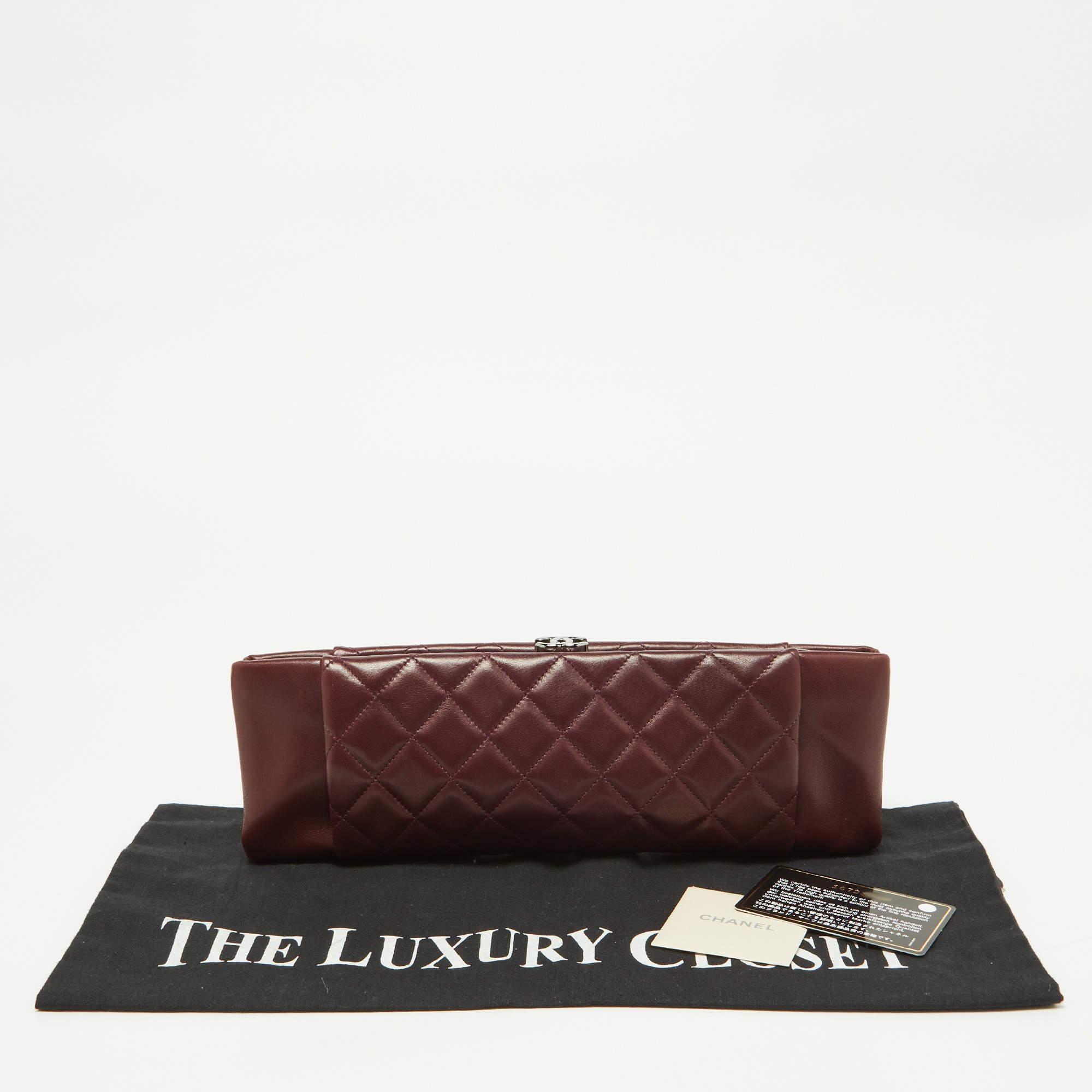 Chanel Burgundy Quilted Leather CC Long Clutch 6