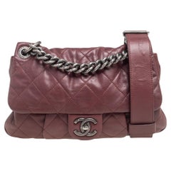 Chanel Burgundy Quilted Leather Coco Pleats Bag