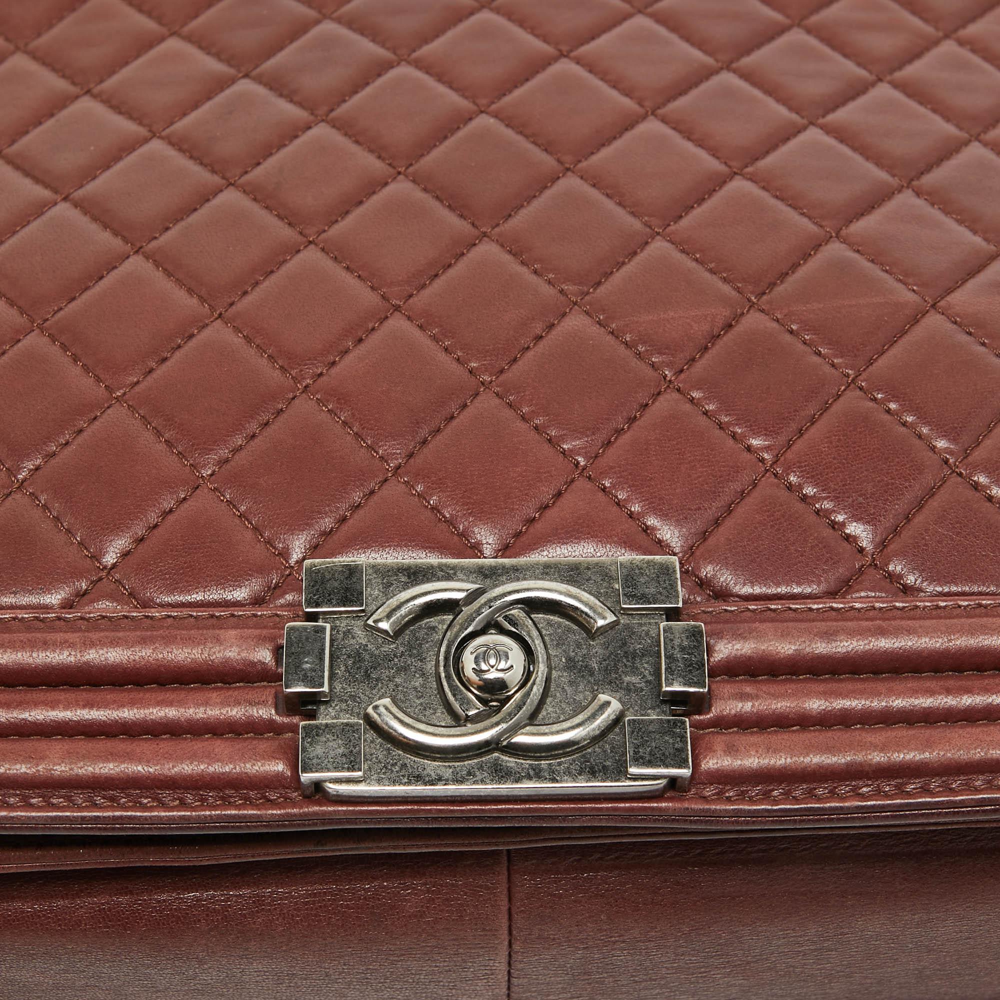 Women's Chanel Burgundy Quilted Leather Large Boy Bag For Sale