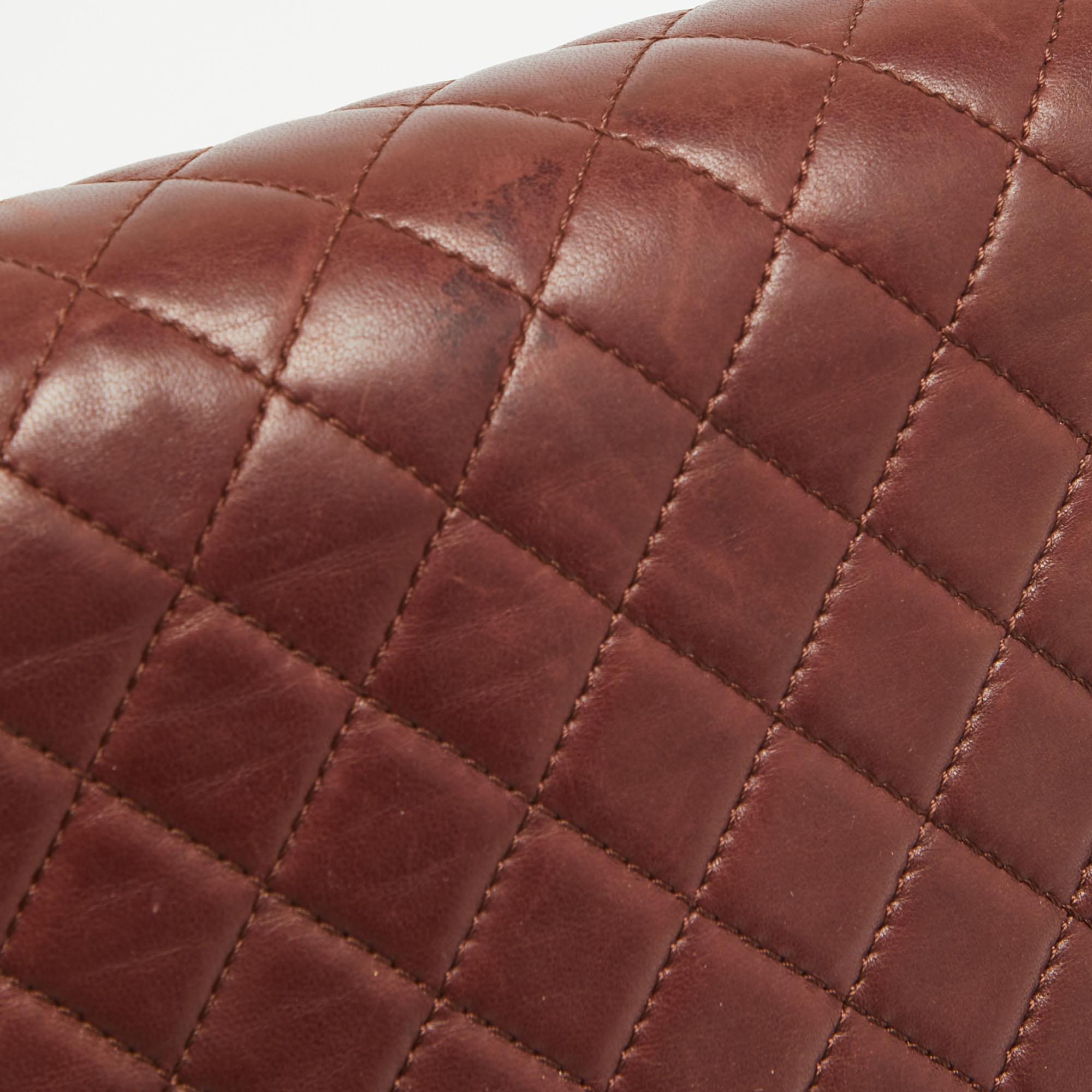 Chanel Burgundy Quilted Leather Large Boy Bag For Sale 4