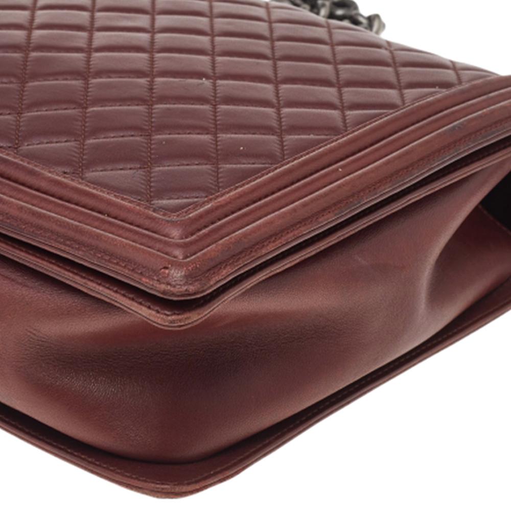 Chanel Burgundy Quilted Leather Large Boy Flap Bag 5