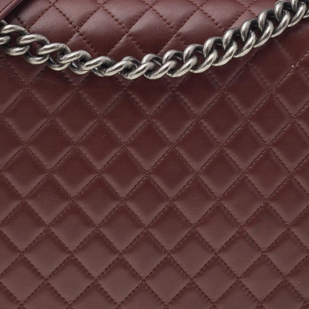Chanel Burgundy Quilted Leather Large Boy Flap Bag 6