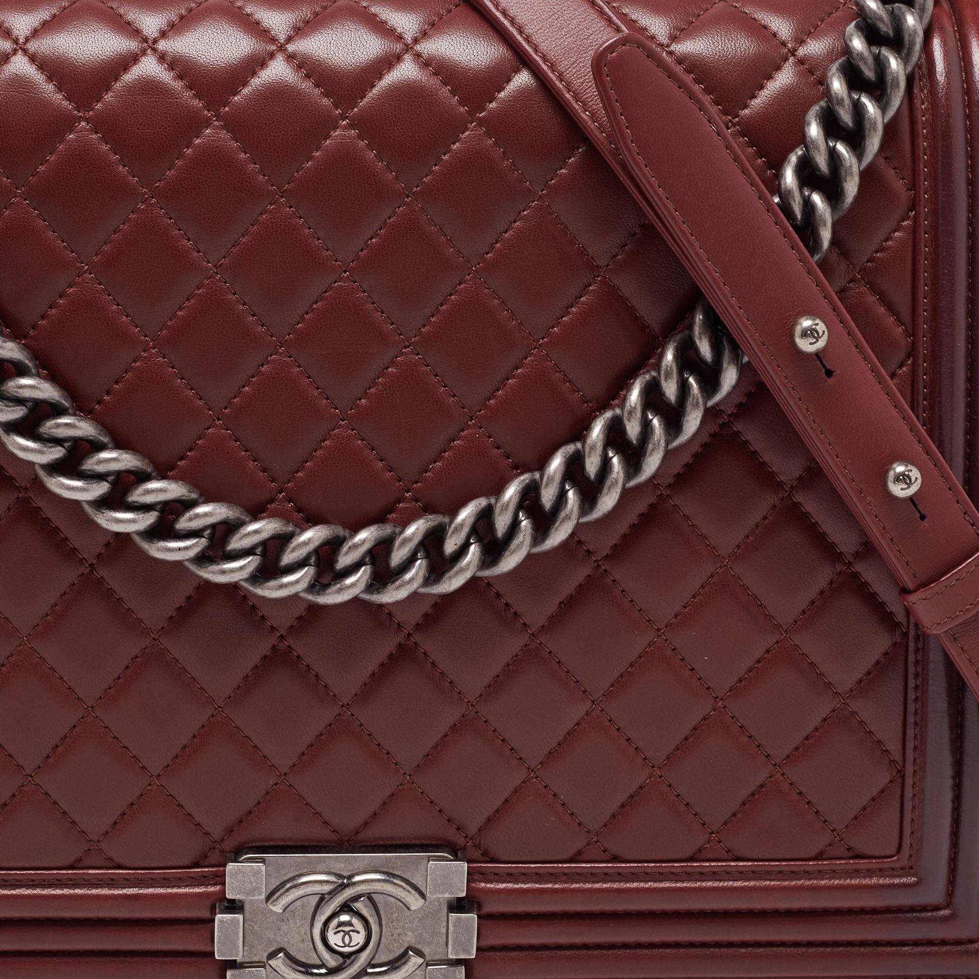 Chanel Burgundy Quilted Leather Large Boy Flap Bag 7