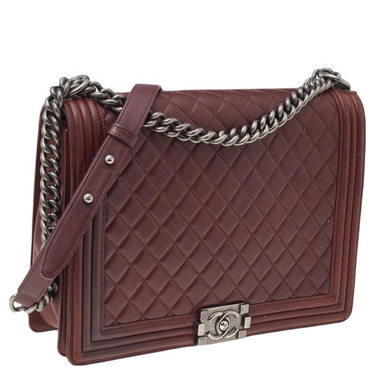 Chanel Burgundy Quilted Leather Large Boy Flap Bag at 1stDibs