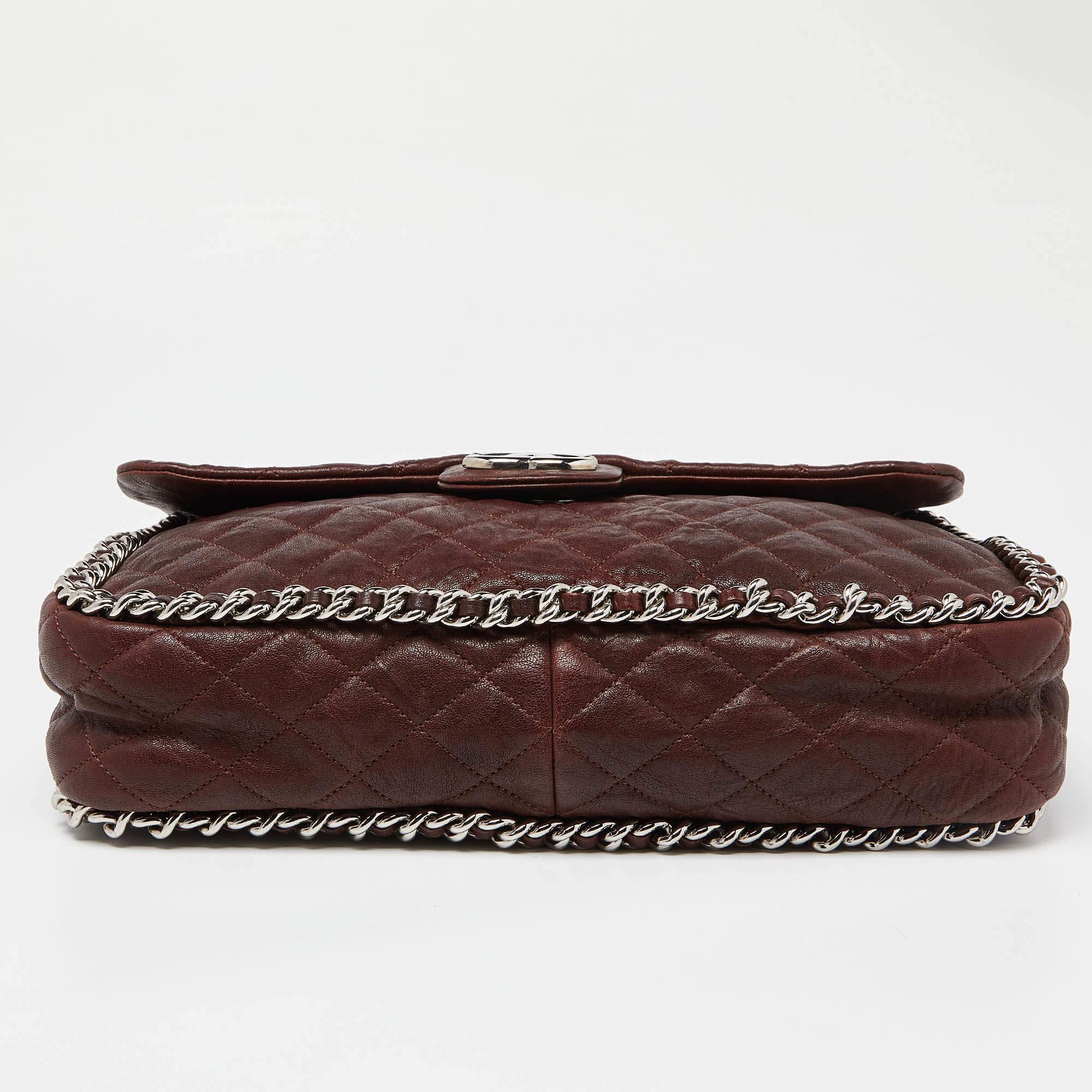 Chanel Burgundy Quilted Leather Maxi Chain Around Flap Bag 8