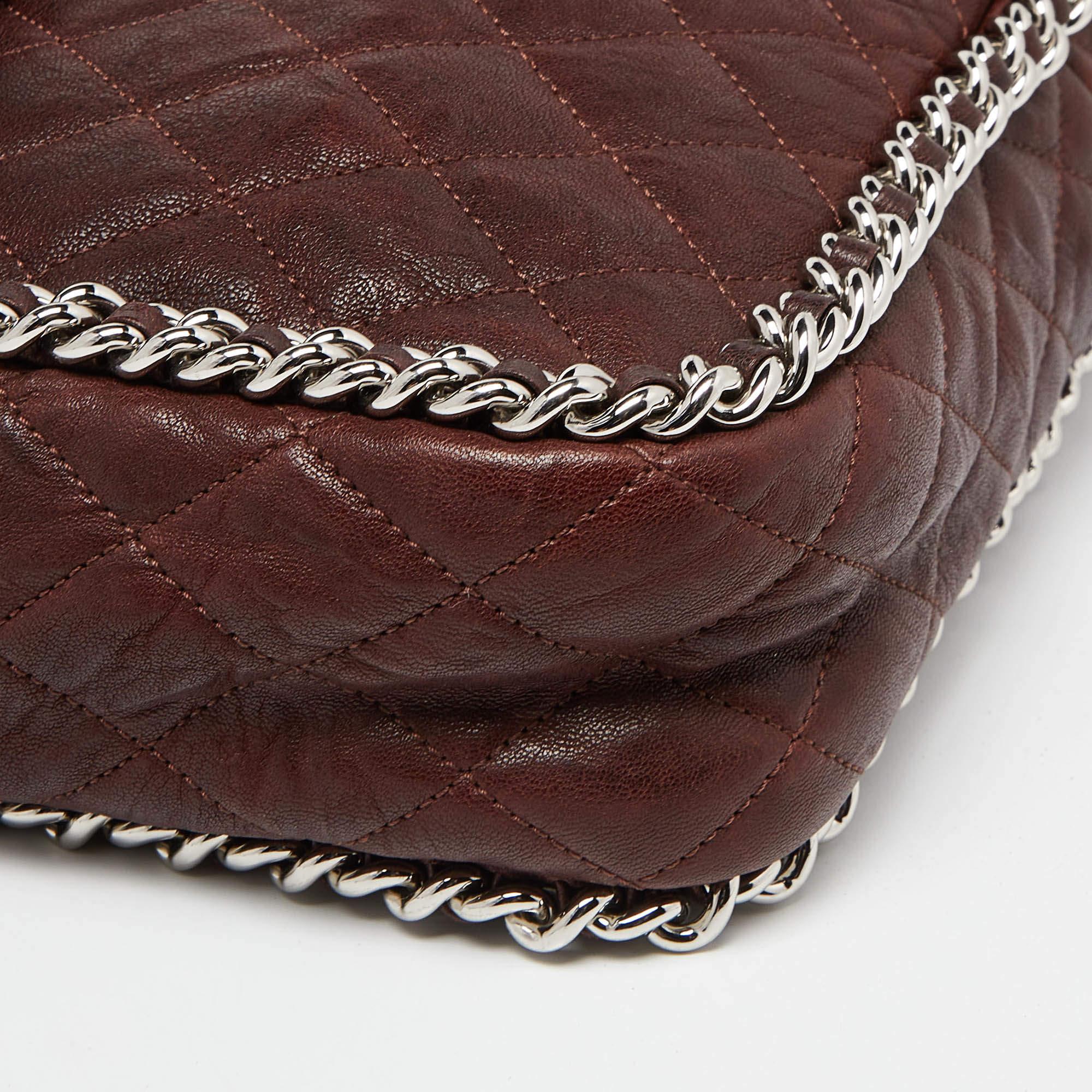 Women's Chanel Burgundy Quilted Leather Maxi Chain Around Flap Bag