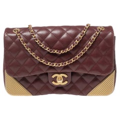 Chanel Burgundy Quilted Leather Medium Rock The Corner Flap Bag