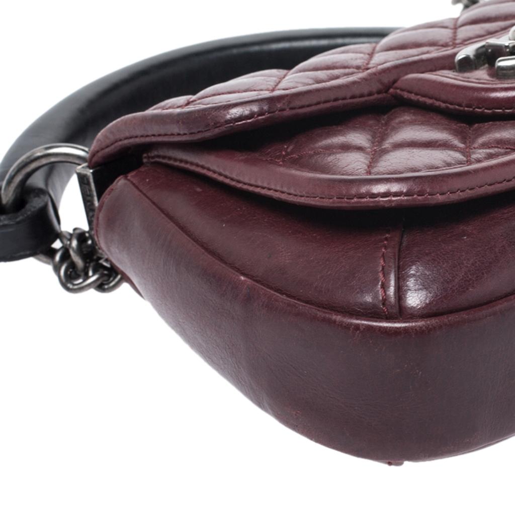 Chanel Burgundy Quilted Leather Mini Top Handle Flap Shoulder Bag 5