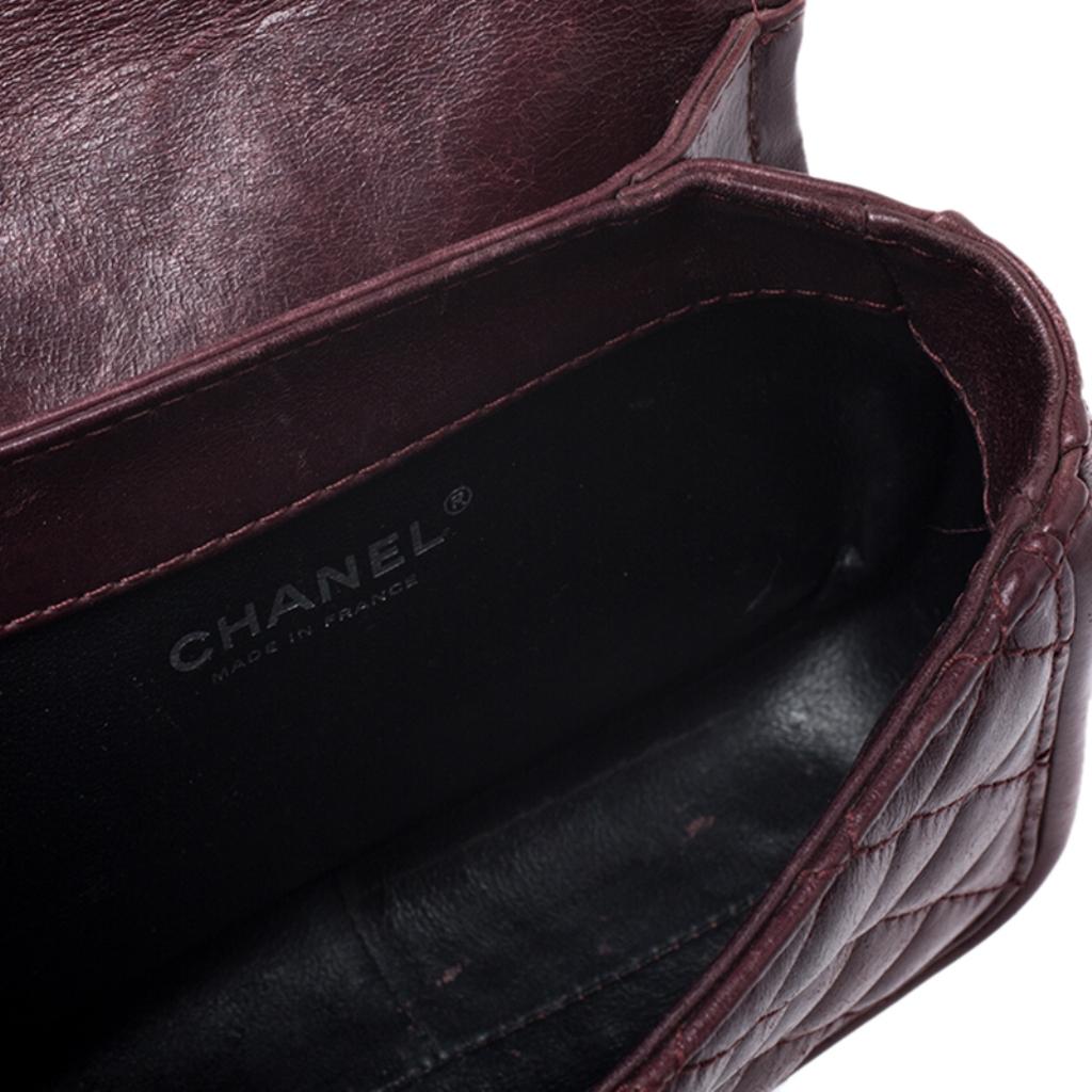 Chanel Burgundy Quilted Leather Mini Top Handle Flap Shoulder Bag 2