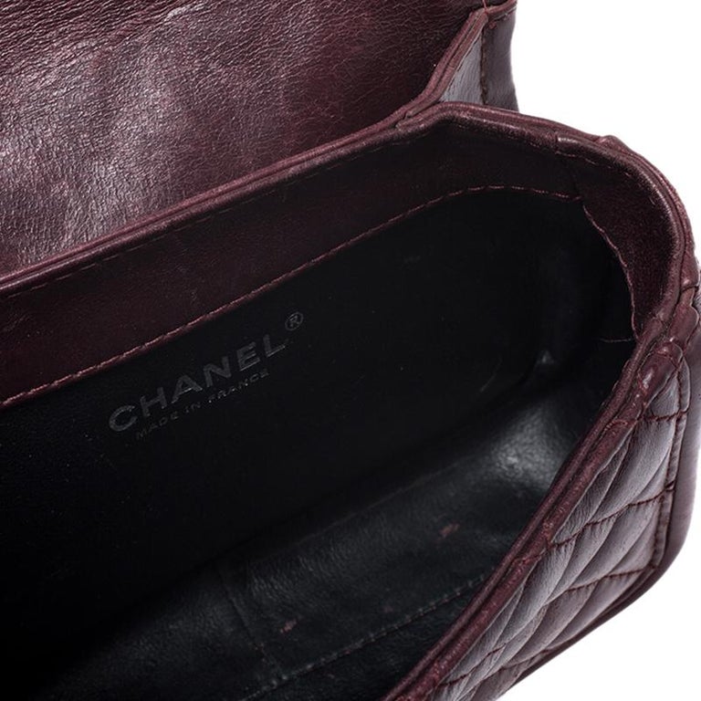 Chanel Burgundy Quilted Leather Mini Top Handle Flap Shoulder Bag For ...