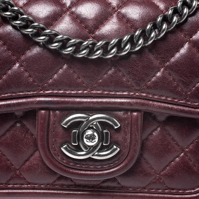 Chanel Burgundy Quilted Leather Mini Top Handle Flap Shoulder Bag 4