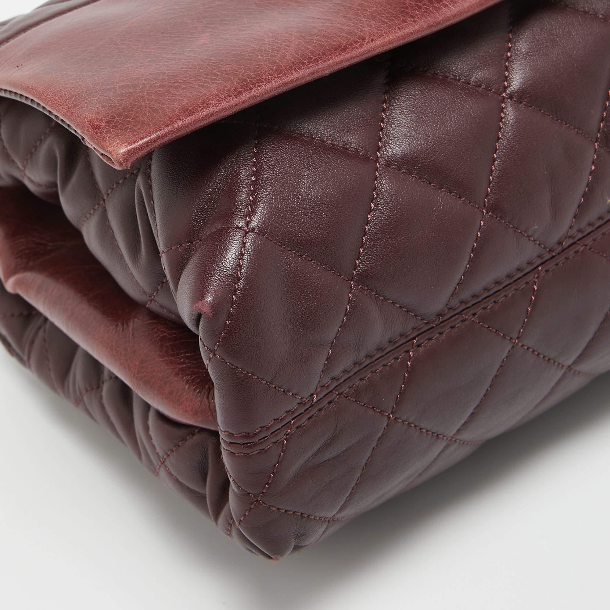Chanel Burgundy Quilted Leather Soft Elegance Flap Bag For Sale 10