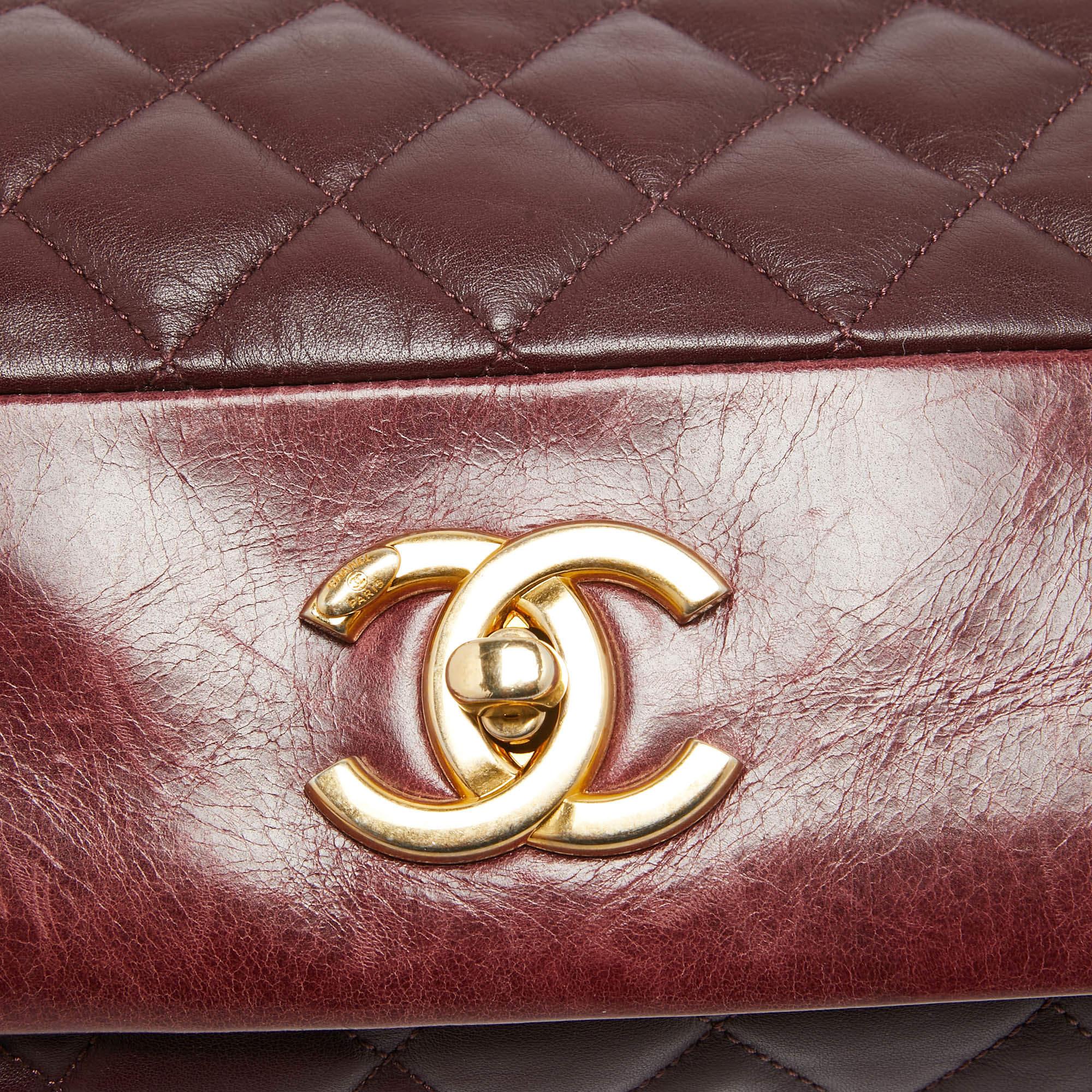 Chanel Burgunderrot Gestepptes Leder Soft Elegance Flap Tasche 1