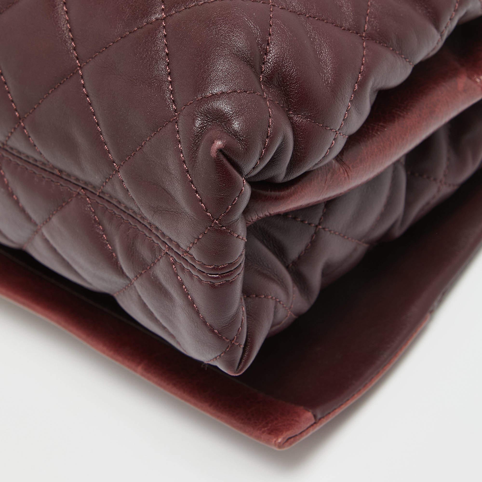 Chanel Burgundy Quilted Leather Soft Elegance Flap Bag For Sale 2