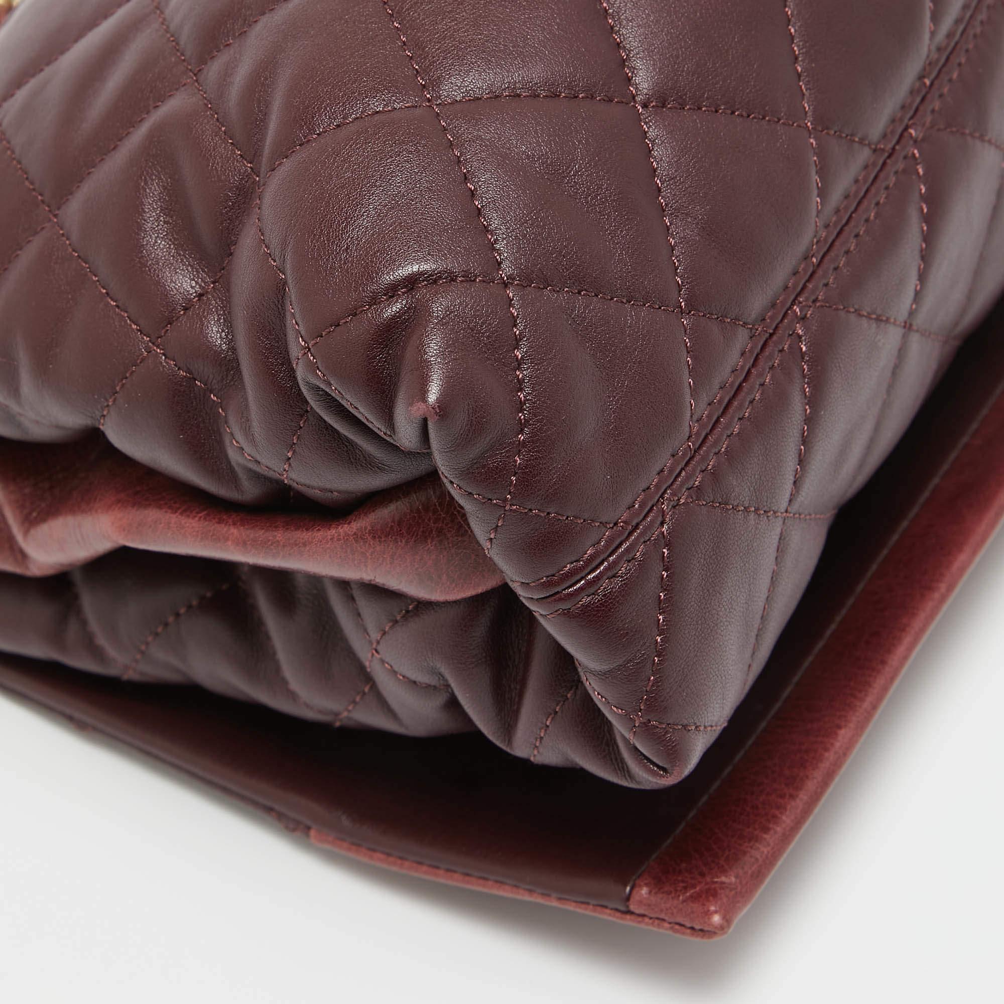 Chanel Burgundy Quilted Leather Soft Elegance Flap Bag For Sale 3