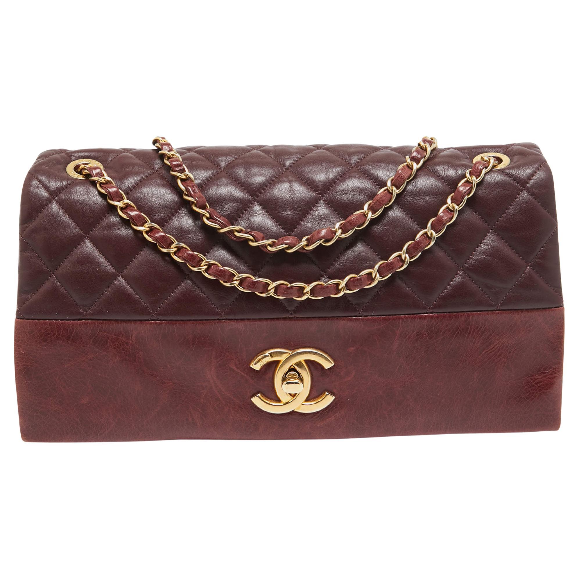 Chanel Burgundy Quilted Leather Soft Elegance Flap Bag For Sale