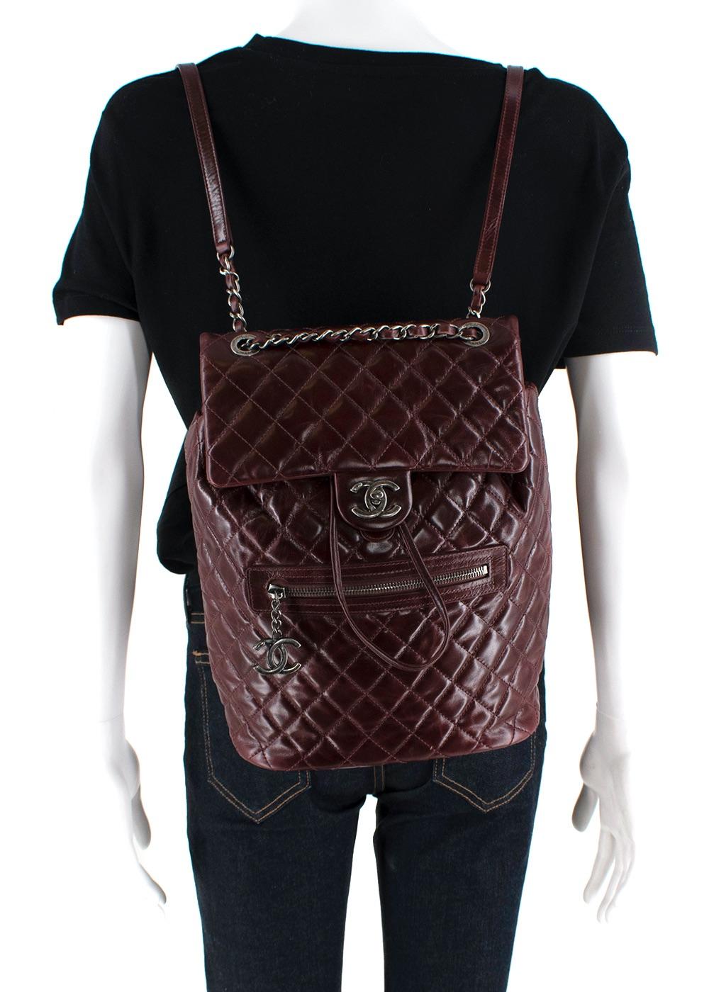 Chanel Burgundy Quilted Leather Urban Spirit Backpack For Sale 9