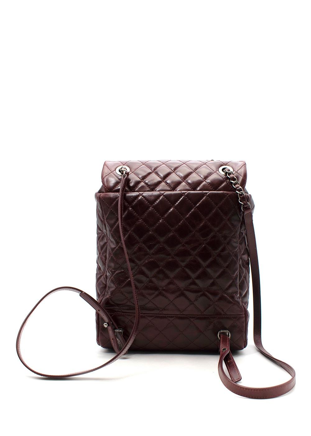 Black Chanel Burgundy Quilted Leather Urban Spirit Backpack For Sale