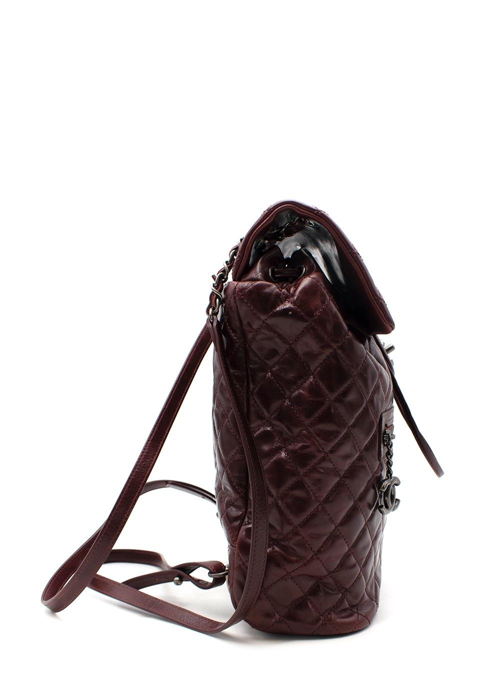 Chanel Burgundy Quilted Leather Urban Spirit Backpack In Excellent Condition For Sale In London, GB