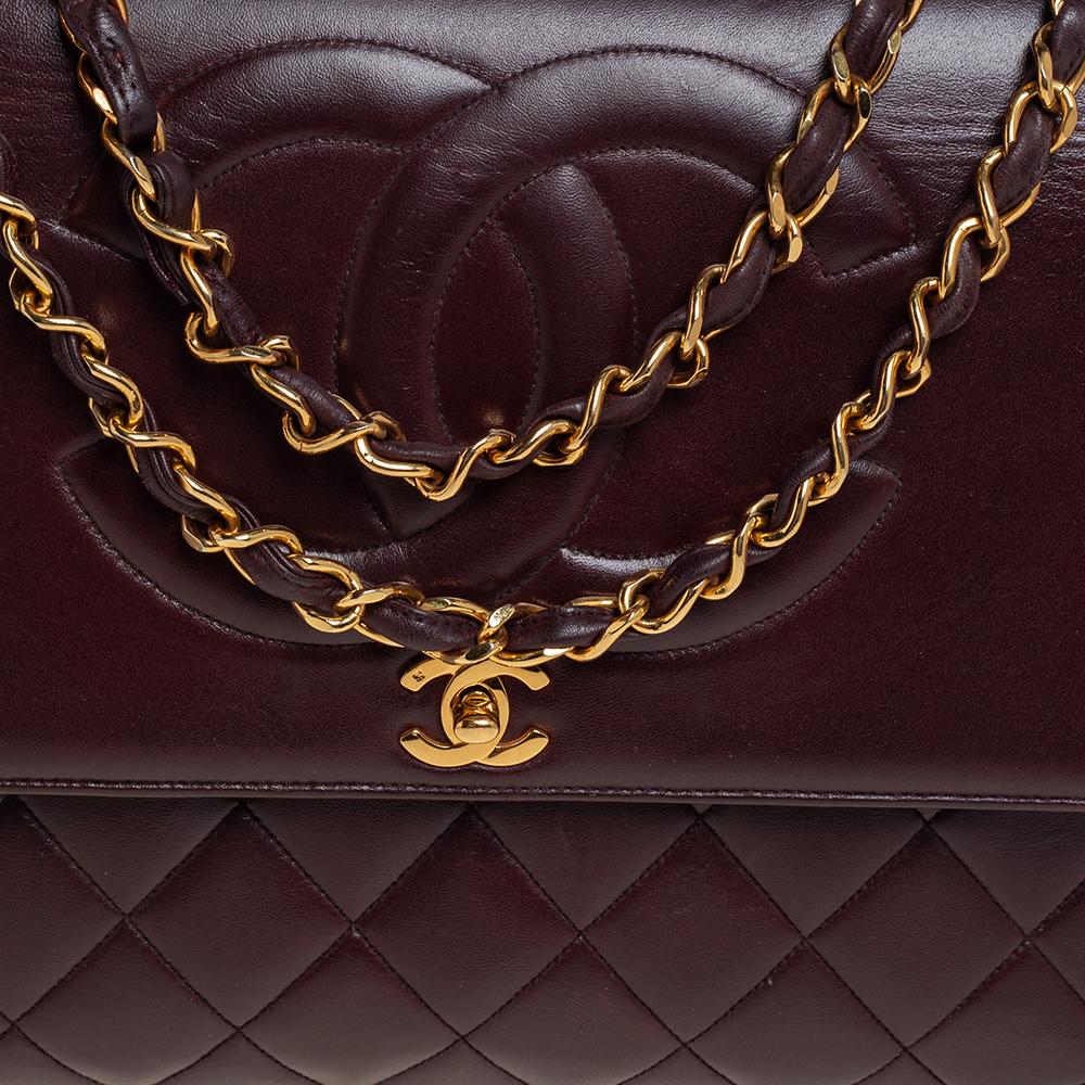 Women's Chanel Burgundy Quilted Leather Vintage CC Flap Bag